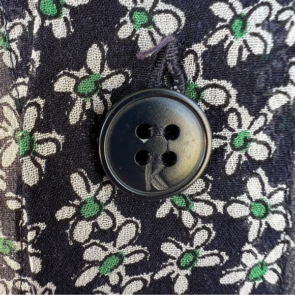 VTG Krizia 100% Silk Sheer Floral Blouse Italy Button Pockets Long Sleeve Small - Picture 7 of 10